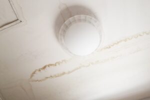 Water damage - Rain water leaks on the ceiling causing damage, tiles and gypsum board